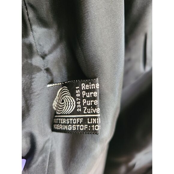 Vtg MARCONA Luxury Black Wool Trench Coat Sz 40 Hidden Button LARGE Office Siren - Picture 11 of 13